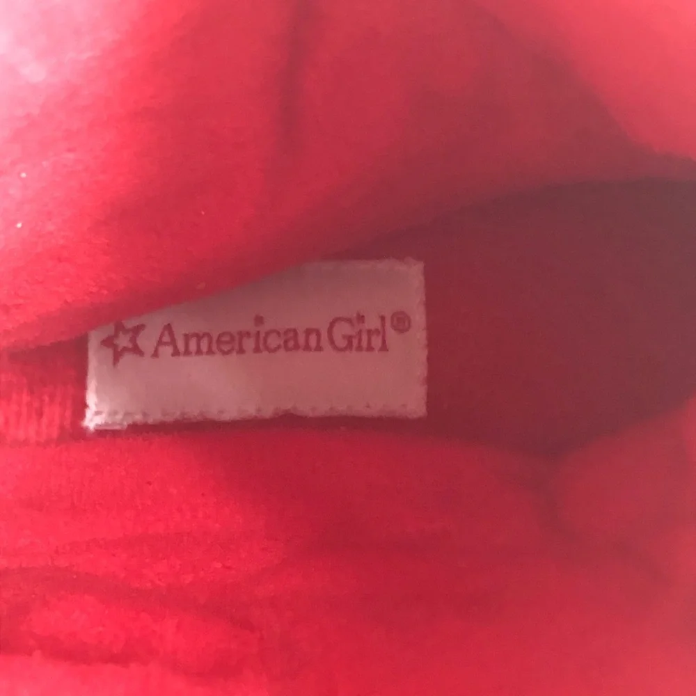 American girl red sweater knit Santa fur slippers