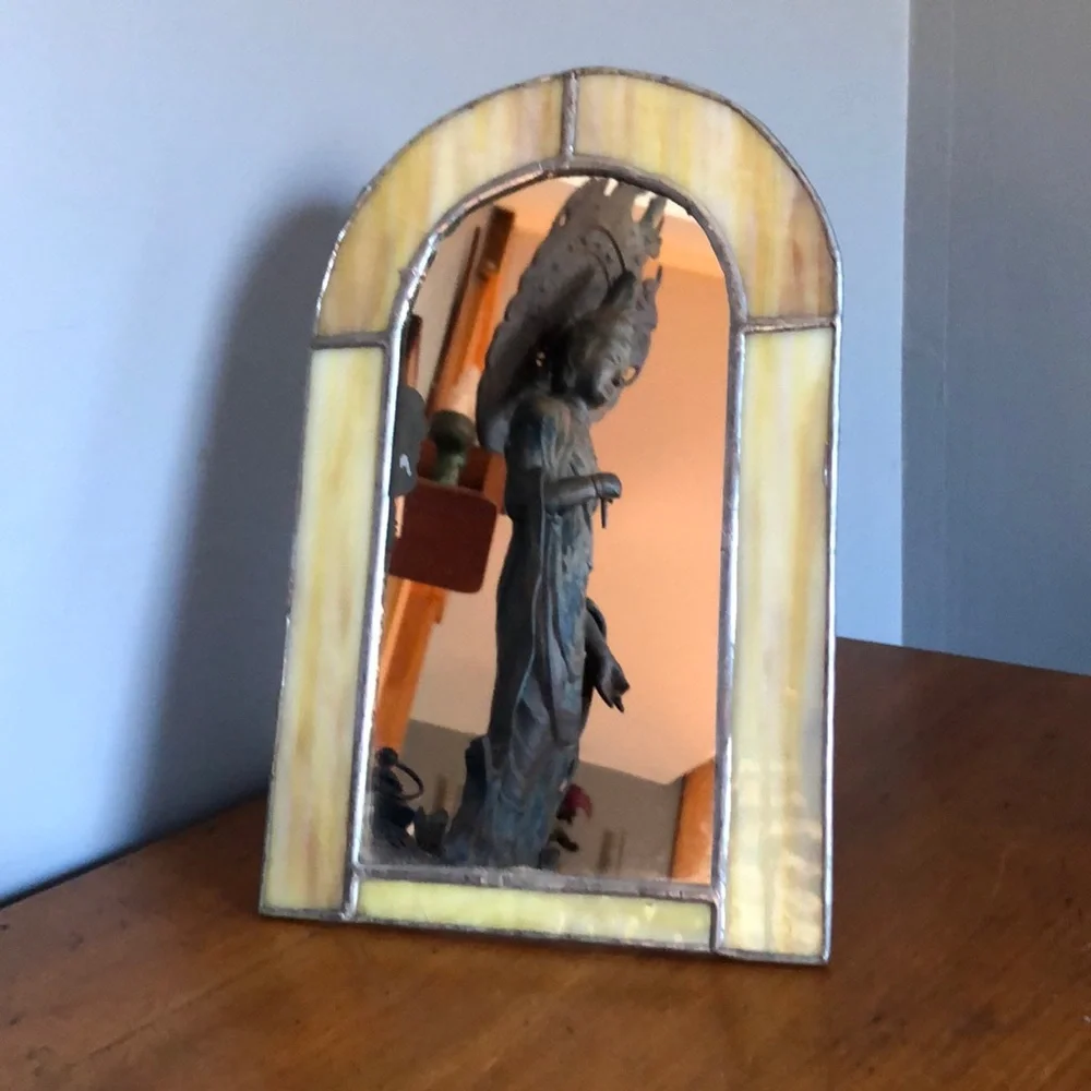 Vintage Stained Glass Vanity Mirror