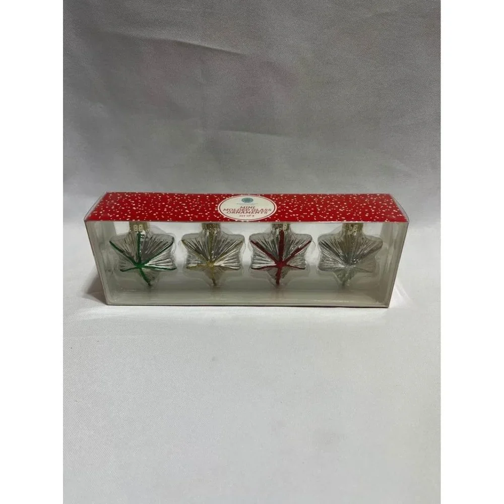 Brand New Martha Stewart Collection 4 Pack Mini Molded Glass Ornaments