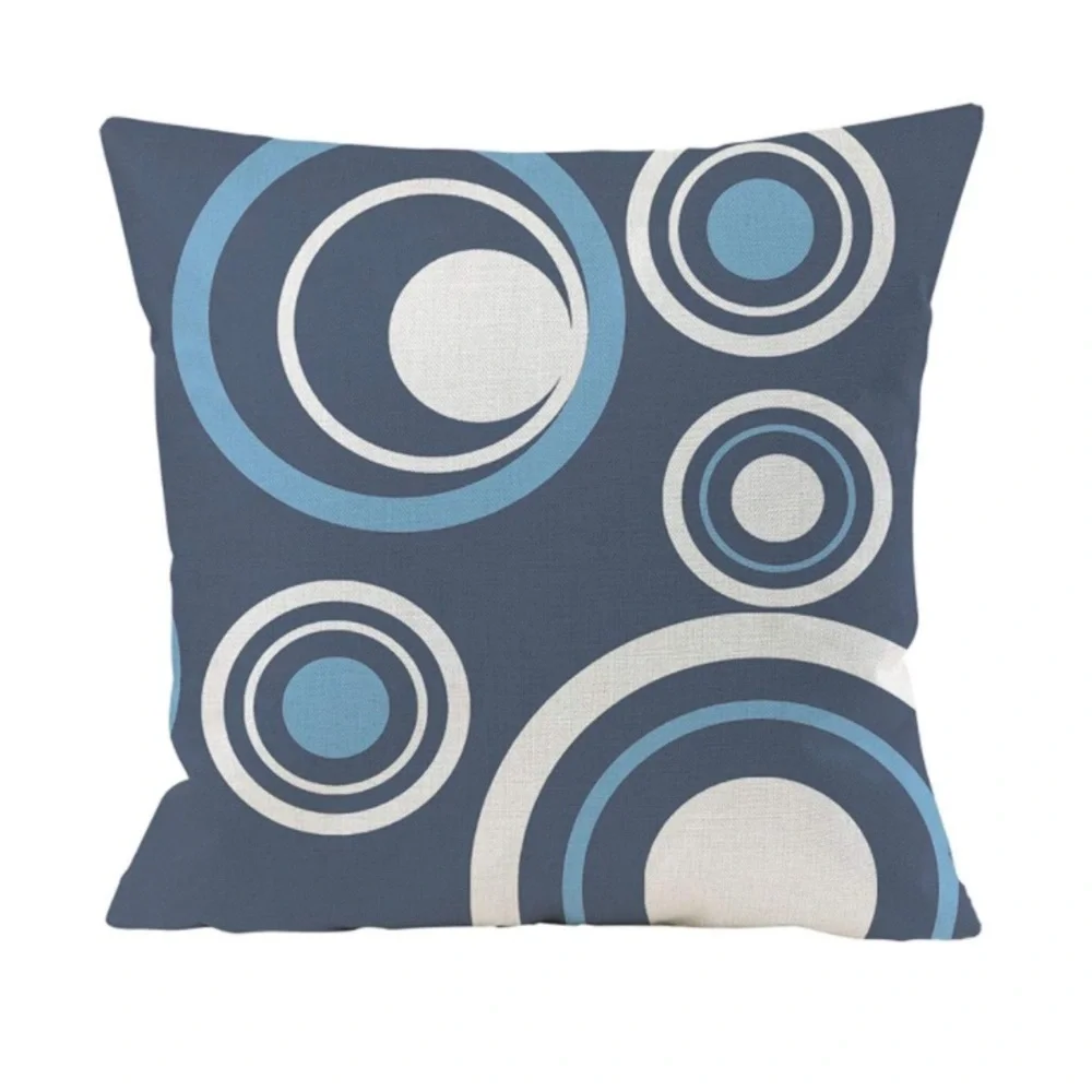 Luxury Home | Set of 4 Two Tone Blue & White Geo Pattern Throw Pillow Covers