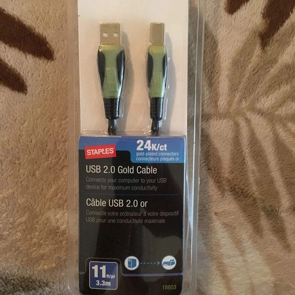 Staples USB 2.0 gold 24k/ct / 11 ft cable