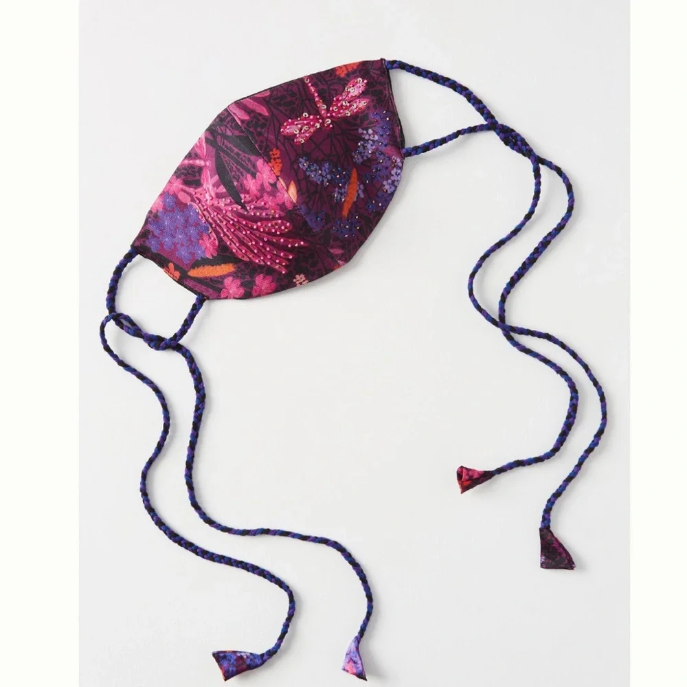 Womens Roopa Pemmaraju Embellished Purple Sequins Mask