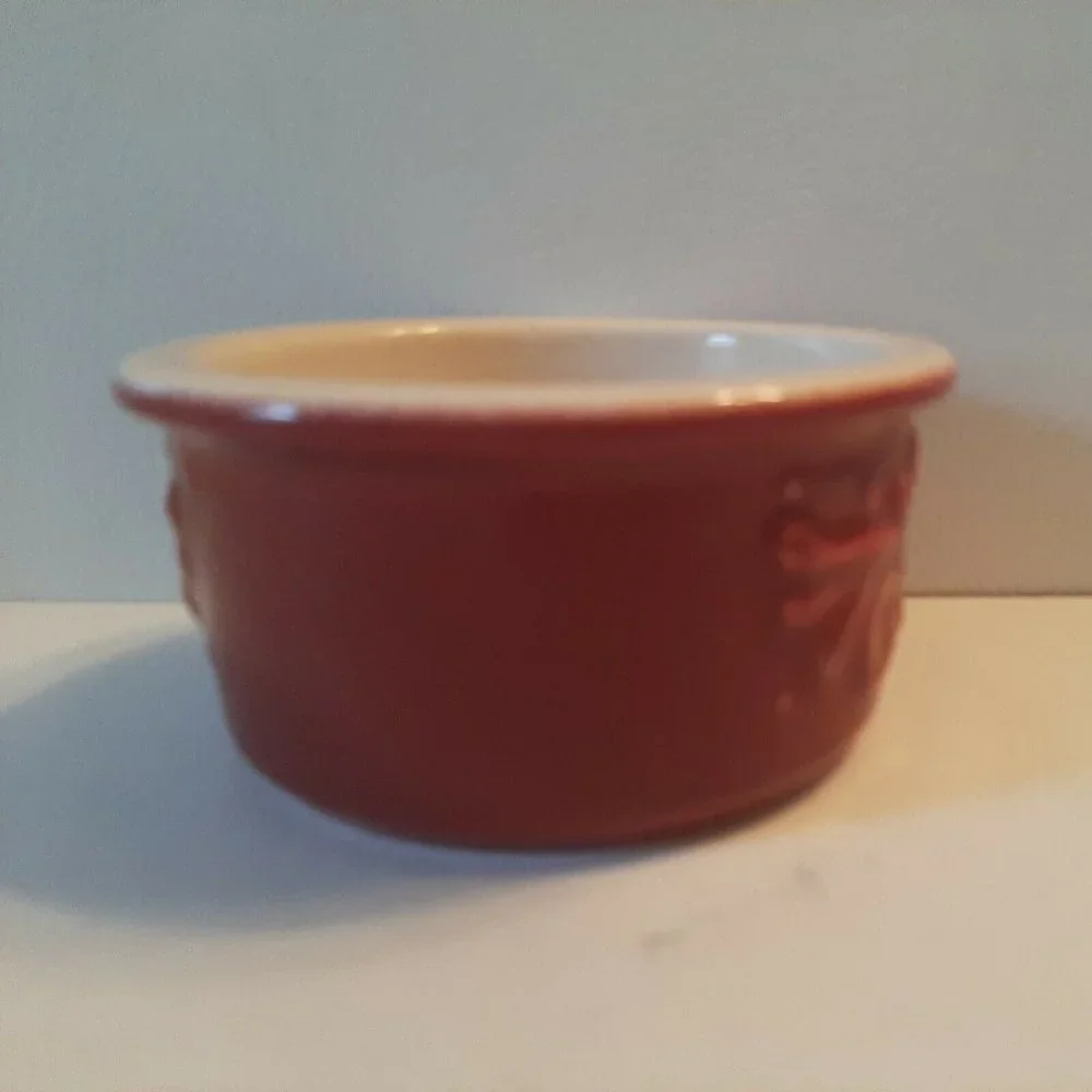 Red White Pfaltzgraff Ramekin Stoneware Dish