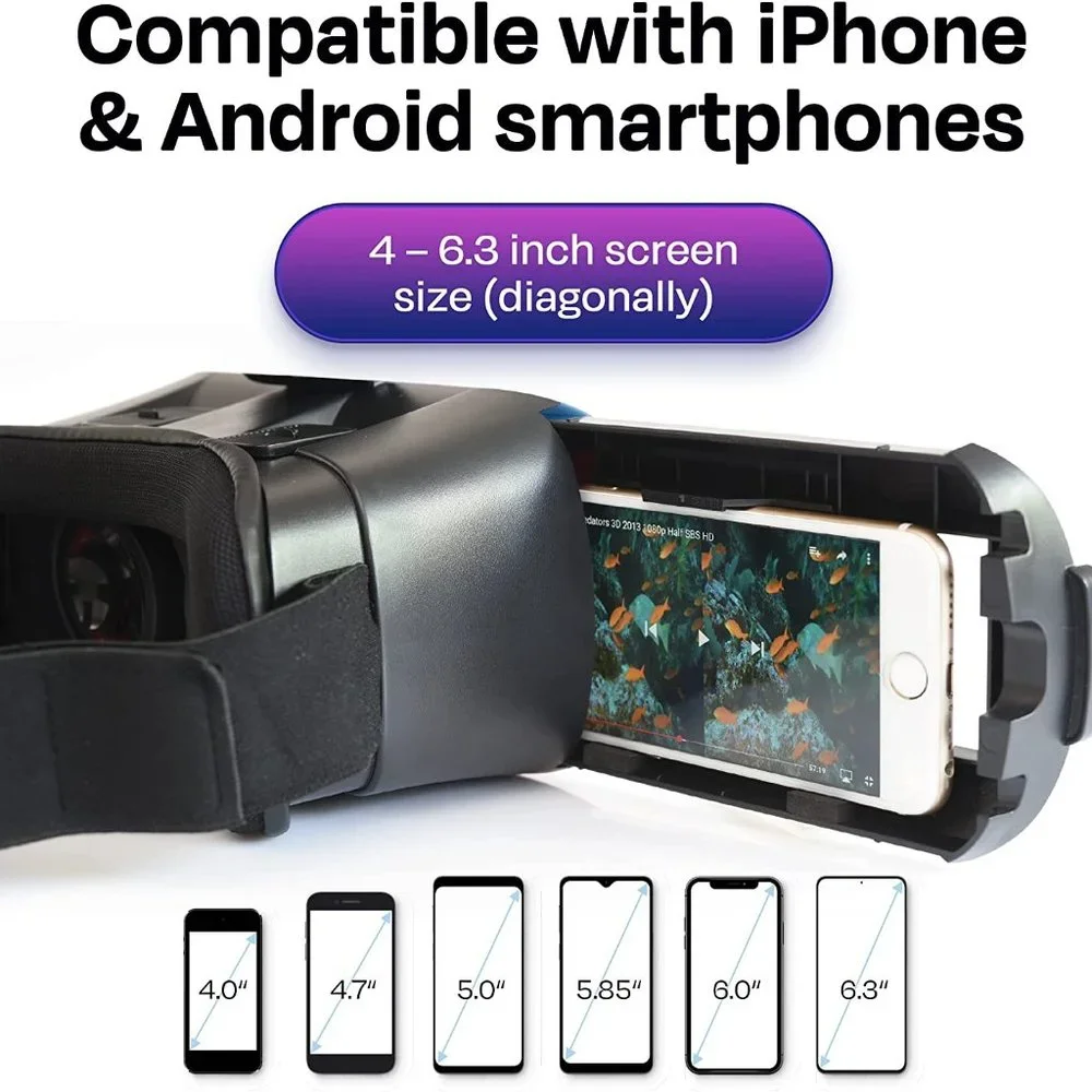 VR Headset Compatible with iPhone & Android Phone Universal Virtual Reality Gogg