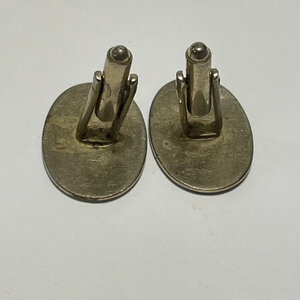 Vintage Oval Enamel Antique Car Ford Wagon Mens Cufflinks Gold Tone Cuff Links