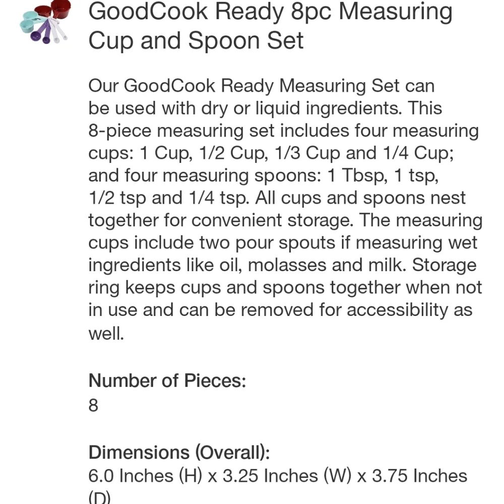 GoodCook Ready 8pc Measuring Cups & Spoon Set And GoodCook Collapsible F…