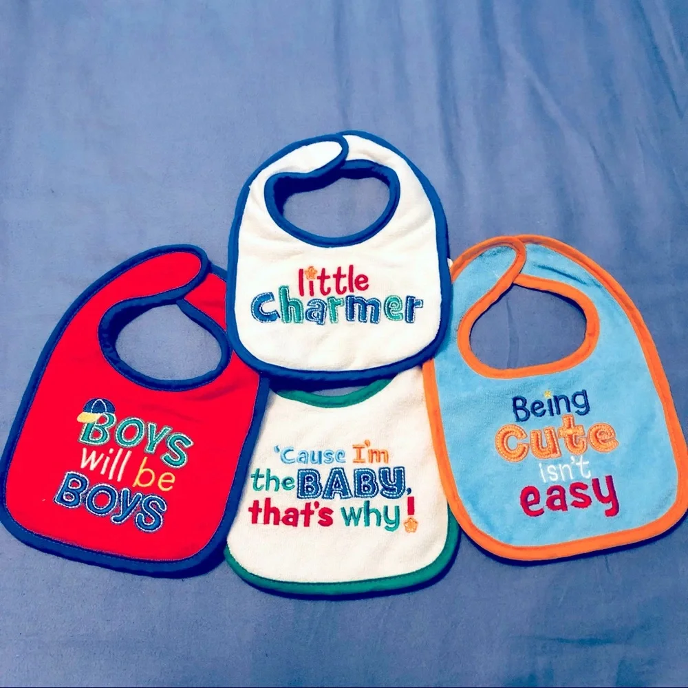 4 Pack of Baby Boy Towel Bibs