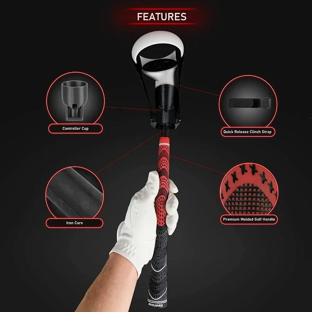 Deadeyevr Drivr - VR Golf Club Handle Accessory - Rift S and Oculus Quest 2 (Red