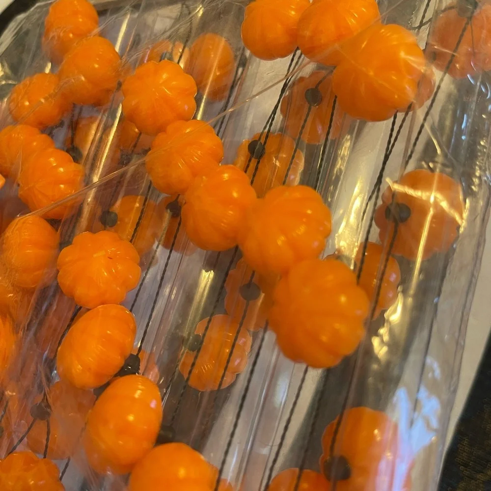 HALLOWEEN MEDLEY VINTAGE BLOWMOLD ORANGE PUMPKIN STRAND GARLAND FALL DECOR
