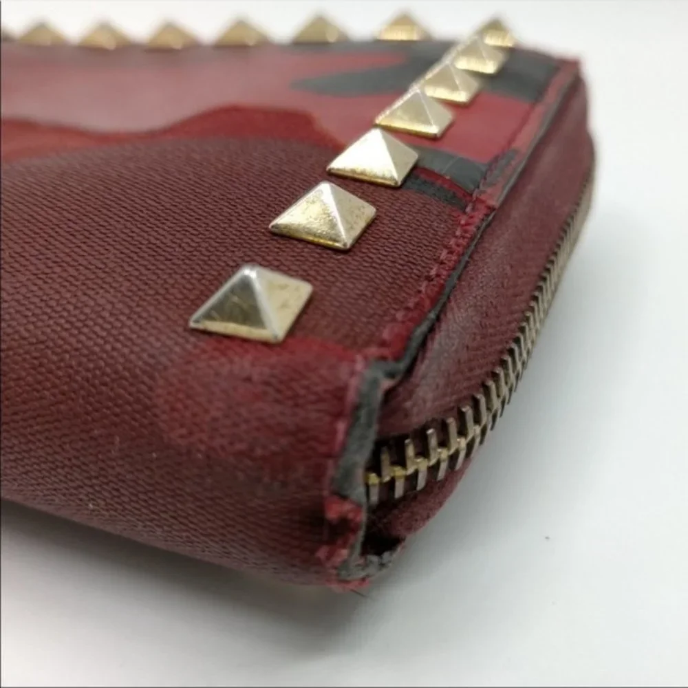 Valentino Garavani Zippy Wallet  Red Canvas