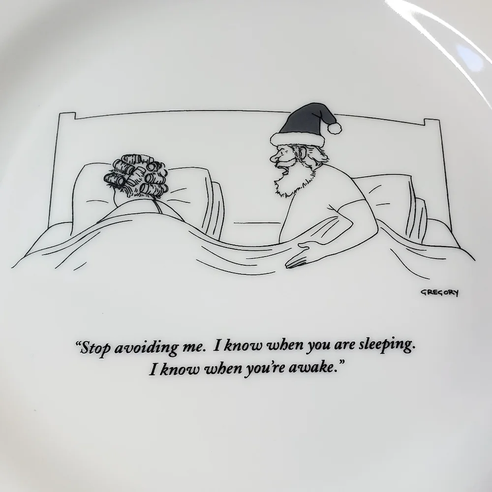 The New Yorker Restoration Hardware Santa Cartoon Plates