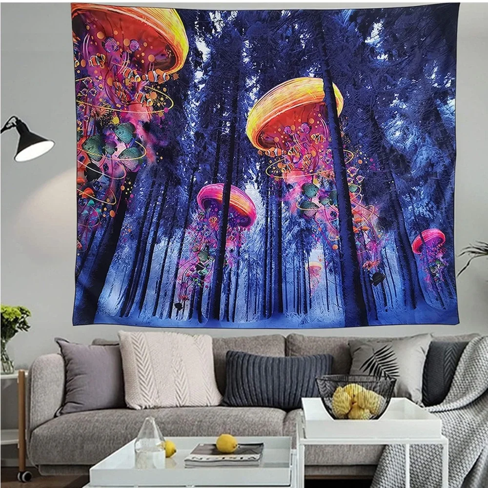 Nature Tapestry Wall Hanging Forest Hippie Trippy Psychedelic College Décor