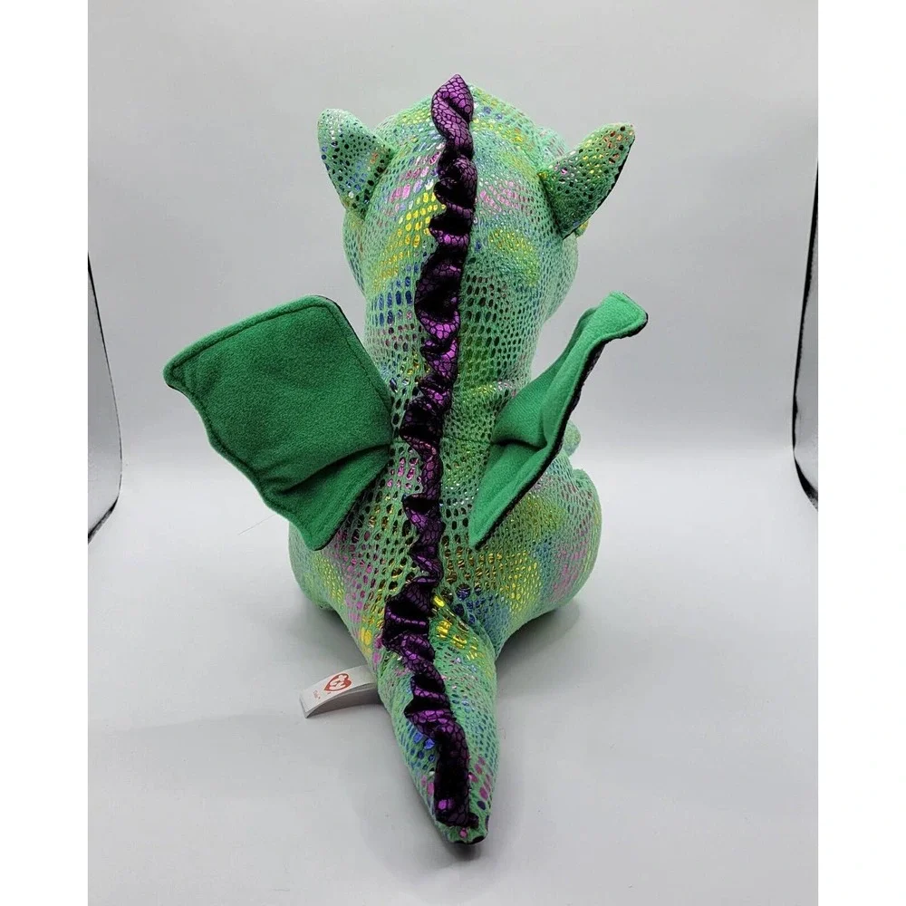 Ty Beanie Boo Cinder Green Iridescent Metallic Dragon 9