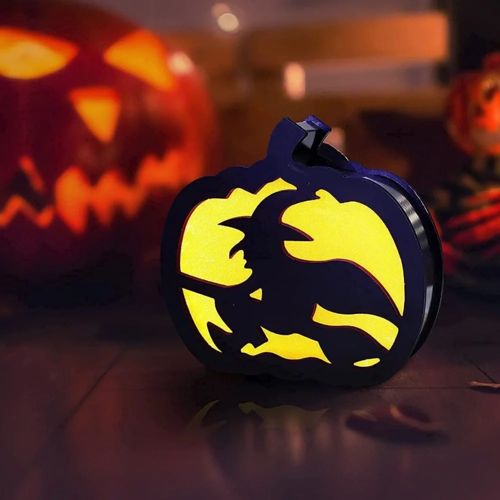 Lighted Halloween Decorations, Pre-lit Two-Sided Pumpkin Lights for Tabletop