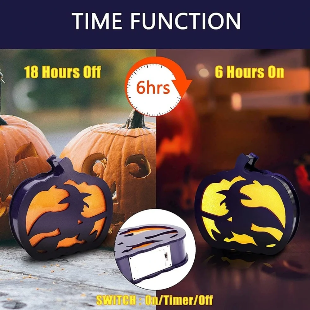 Lighted Halloween Decorations, Pre-lit Two-Sided Pumpkin Lights for Tabletop