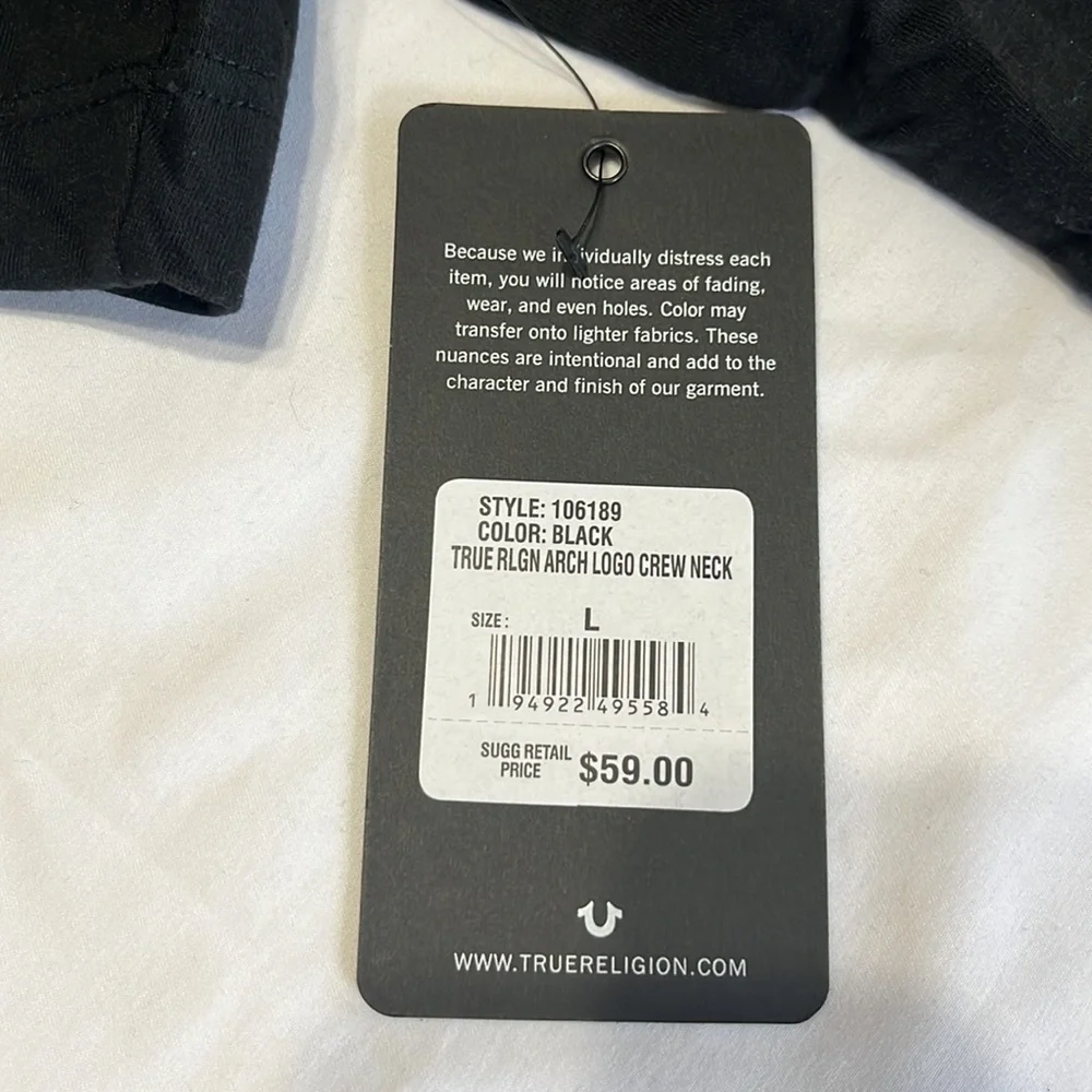 True Religion pit=22” tags