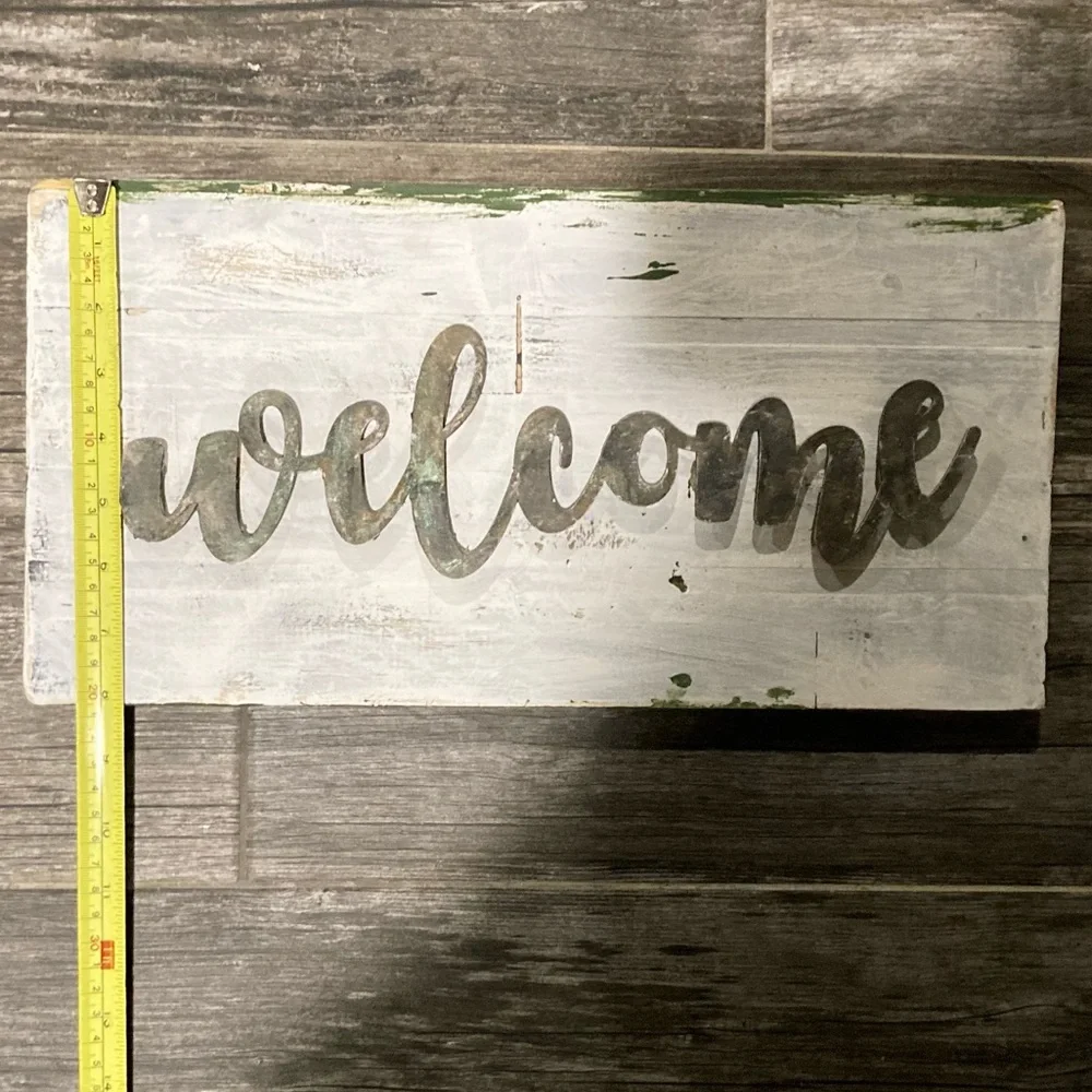 NWT! handmade shabby chic wood WELCOME sign