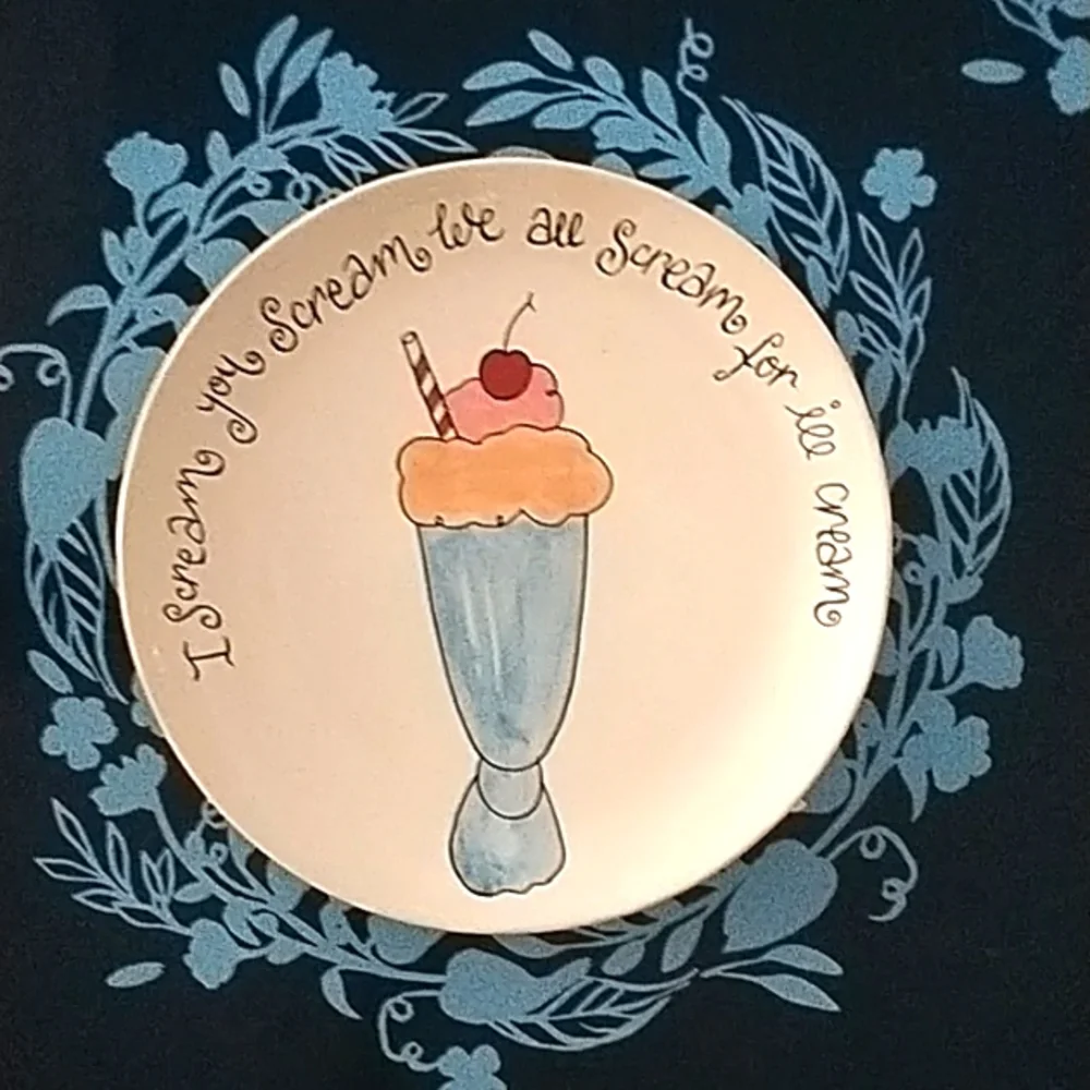 Pottery Barn Ice Cream Stoneware Dessert Plate