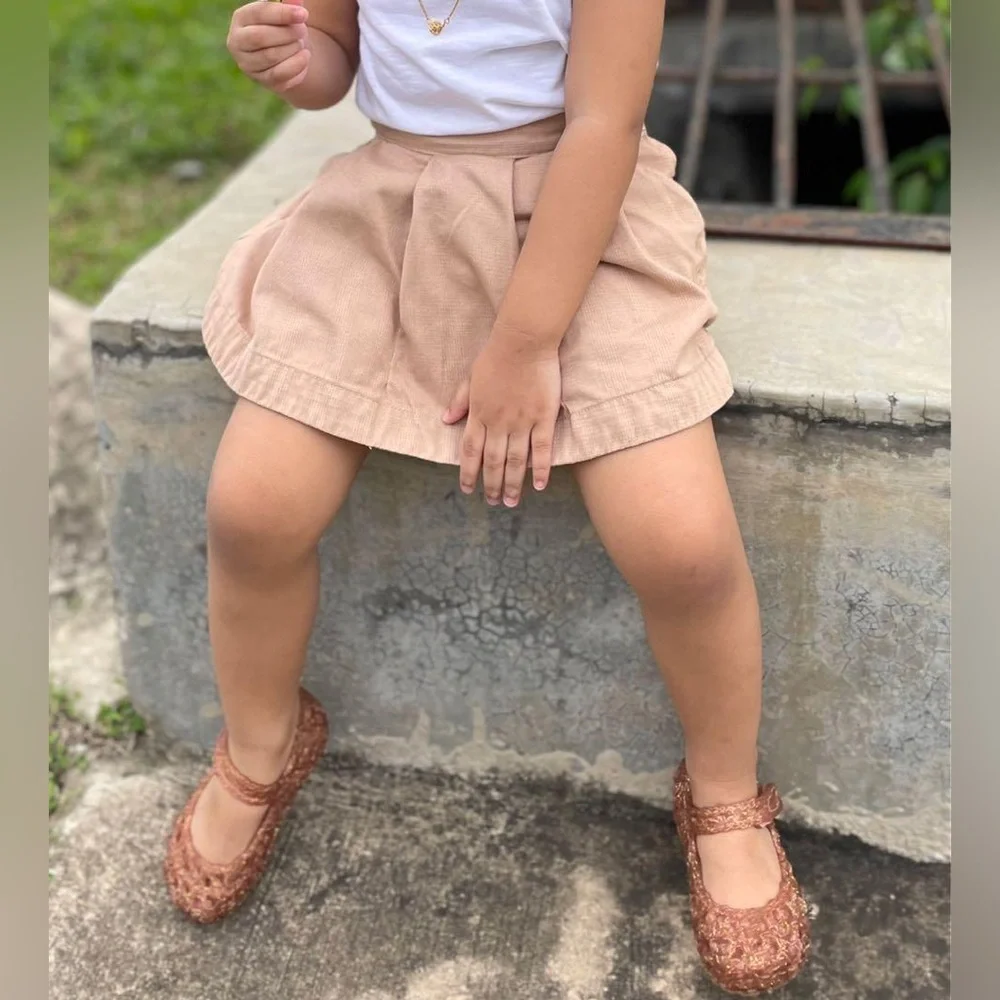NWT MINI MELISSA Campana Kids Flats In Rose Gold Glitter Size 6T