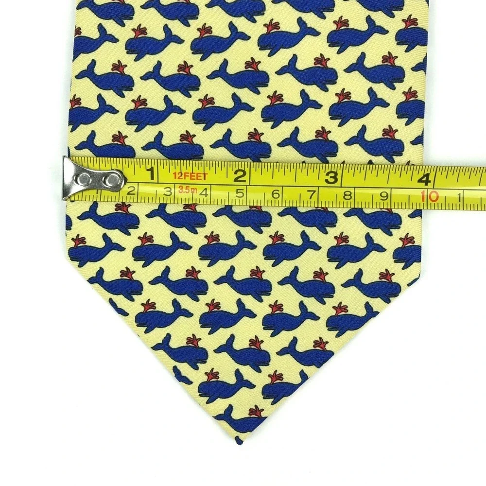 Utopia Tie Handmade Yellow Blue Whale Animal Pattern Ocean Sea Life Necktie 57