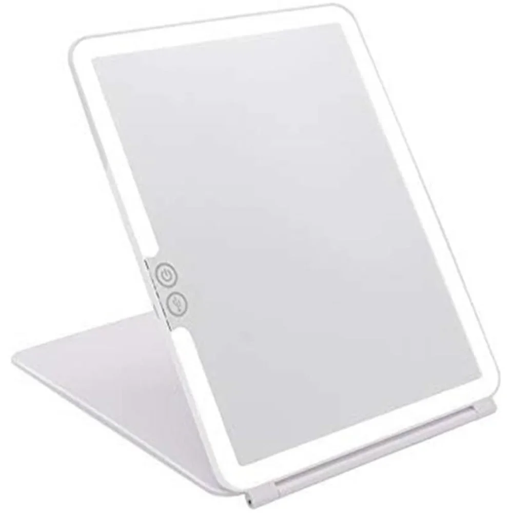 Folding Lighted Makeup Mirror with 72 LEDs 3 Colors Light Modes USB Rechargable