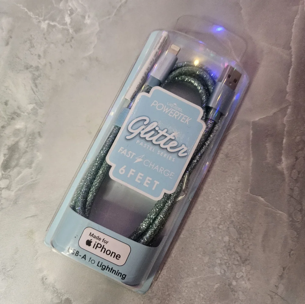 Liquipel Powertek: 6ft Charging Cord, Blue, USB-A to Lightning FOR iPHONE