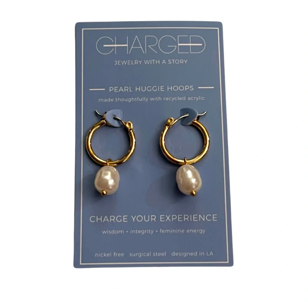 Charged Removable Pearl Huggie Earrings