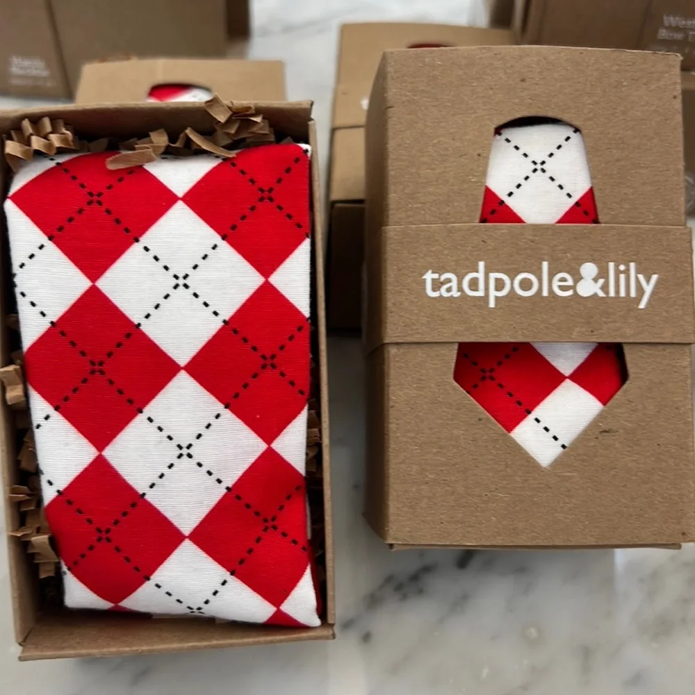 New Boys Tadpole and Lily Tie in Red and White