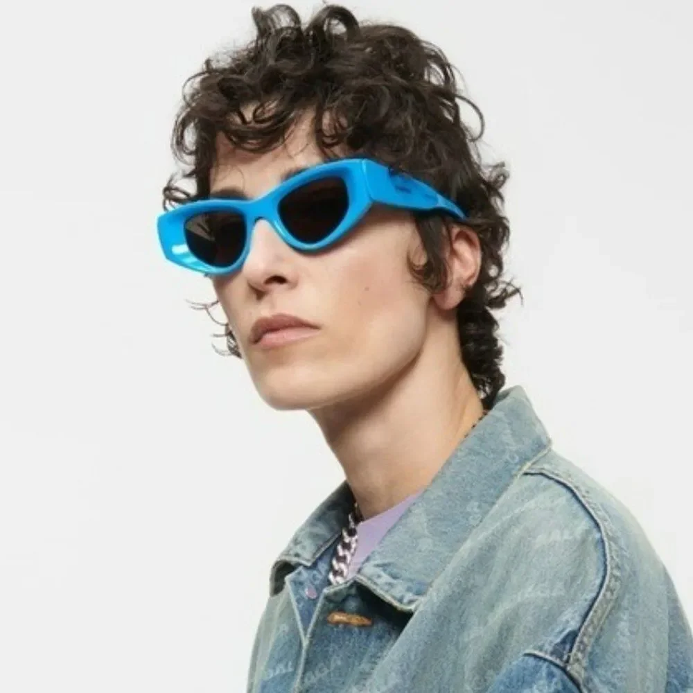 Balenciaga BB0243S 004 Sunglasses Blue Grey Cat Eye Unisex