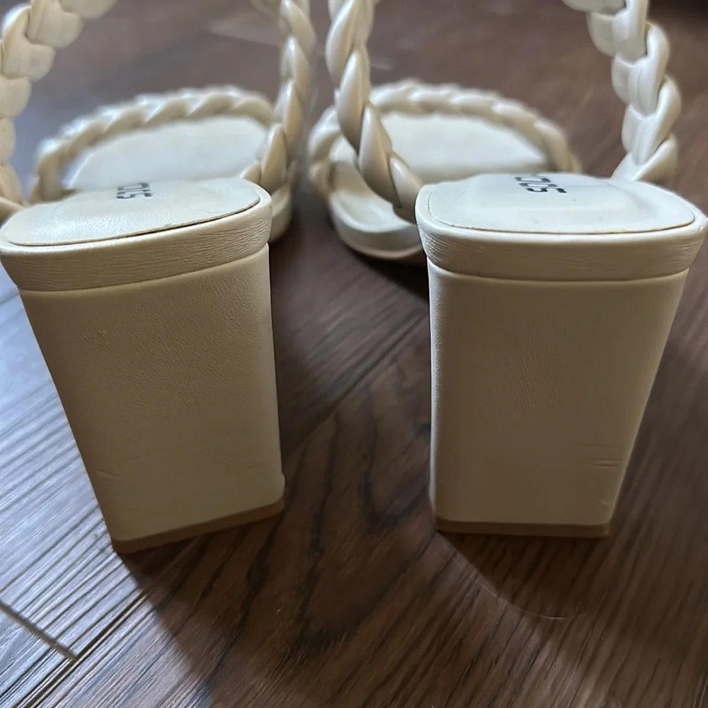 Soft Braided Sandals ivory Heels 9