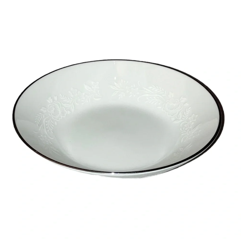 *5 for $25!* Noritake Reina 6450Q China White Floral Platinum Rim Fruit Bowl 5.5