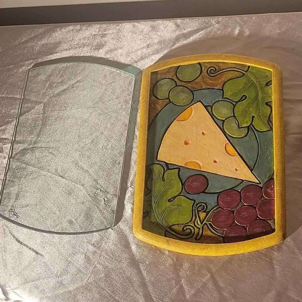 Joie de Vivre Glass Top Serving Tray