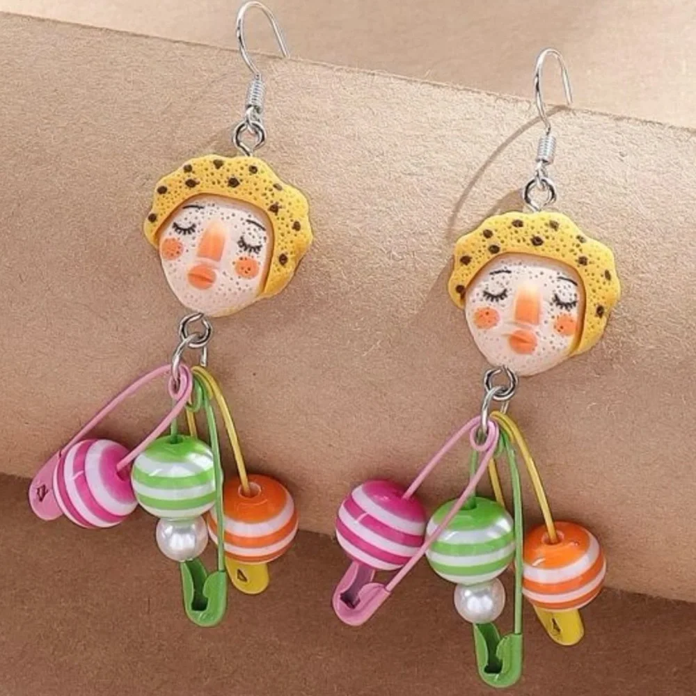 Circus Clown Blonde Boy Safety Pin Festival Carnival Fairground Nostalgic Dangle