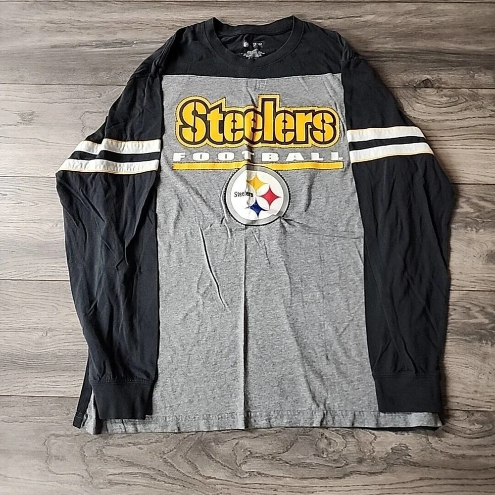 Pittsburgh Steelers NFL Apparel Long Sleeve Logo Stripe Sleeves Mens XL
