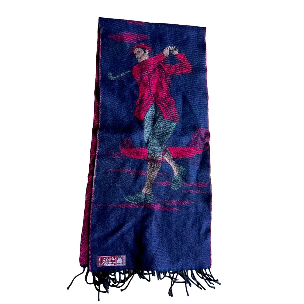 Sharé all wool golfer vintage scarf made in France