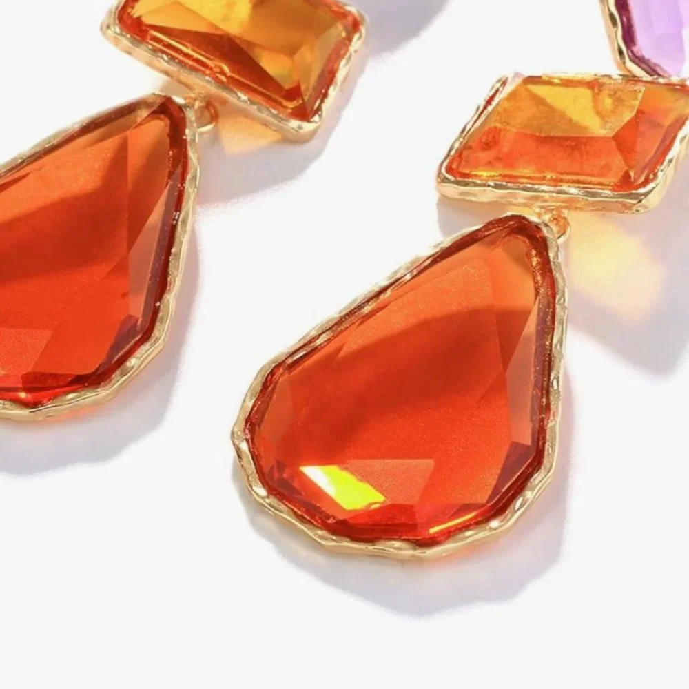 Zara Multicolor Drop Statement Earrings