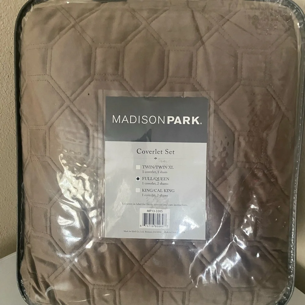 MADISON PARK Harper Quilted Velvet 3-Pc. Quilt Set, Full/Queen
