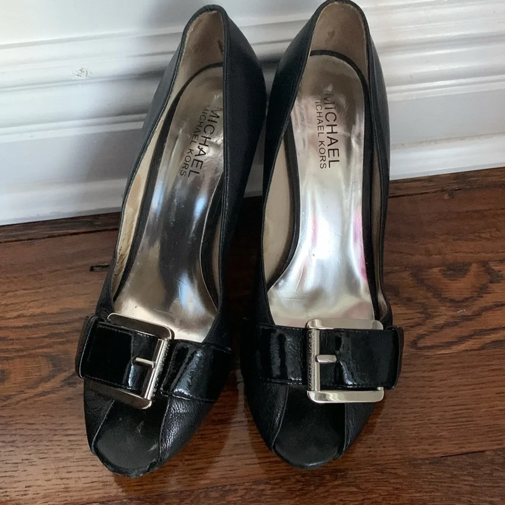 Michael Kors Black Peep Toe Pumps High Heels Classic