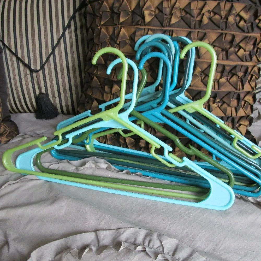 lot of plastic hangers