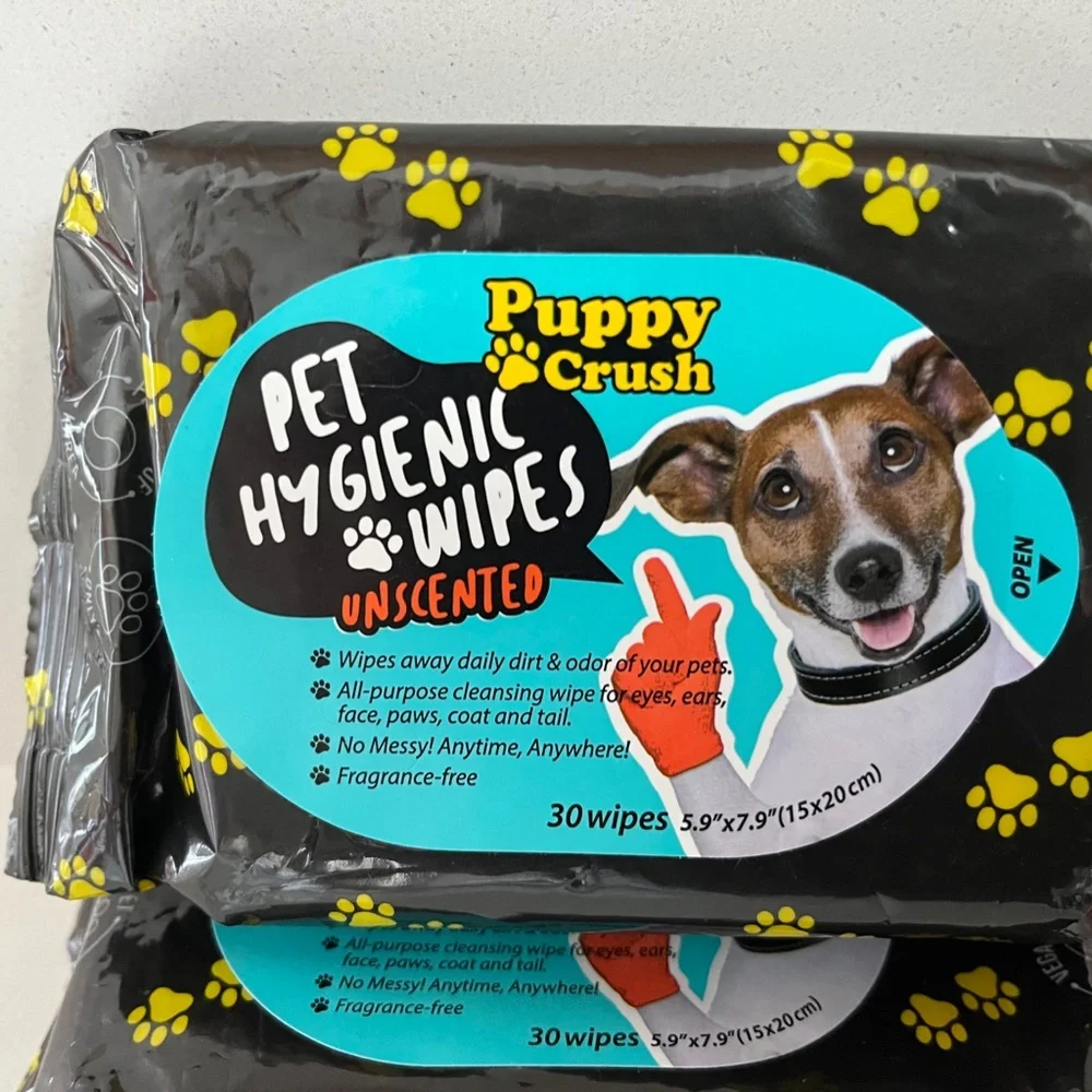 Puppy Crush pet Wipes, Unscented dog wipes 30, New Pet wipes, New cat wipes