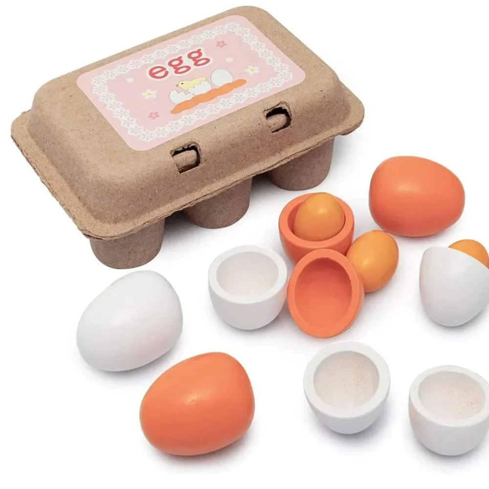 6PCS Wooden Egg Toy for Kids