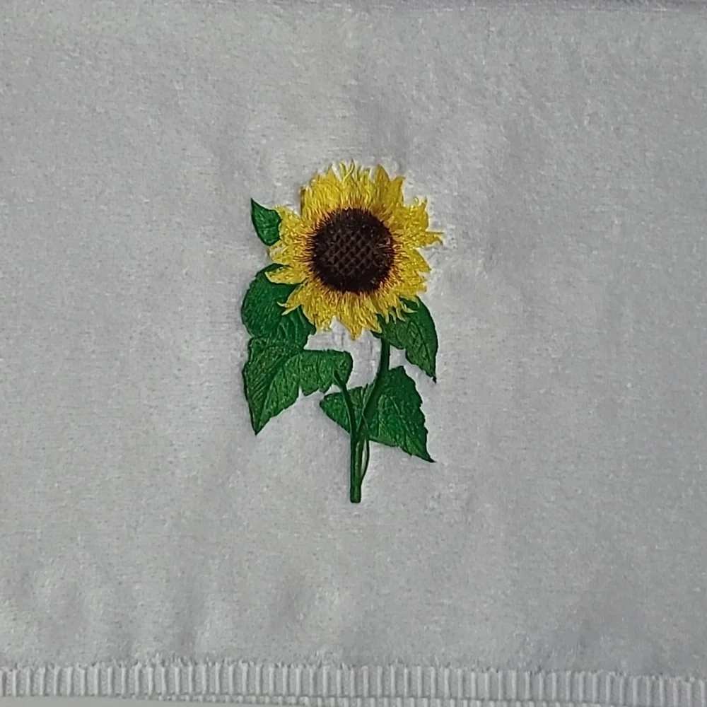 white heavy embroidered hand towel