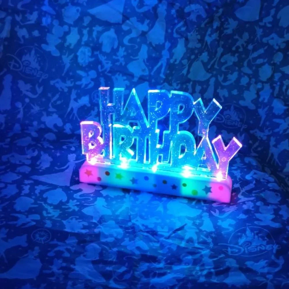 🧡4 for $20 Light Up Happy Birthday Sign Gift Cake Topper 3 Modes Colorful Flash