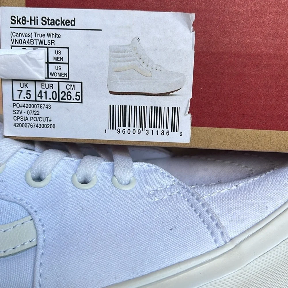 Vans WMNS Sk8-Hi Stacked (Canvas) True White VN0A4BTWL5R Platforms Sneakers NIB