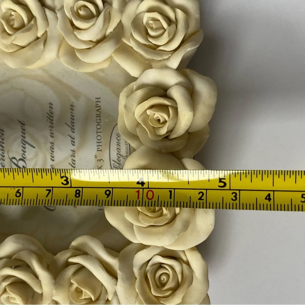 Rose Picture Frame By Cherished Bouquet Ivory Flowers Floral 3” X 3” Photo