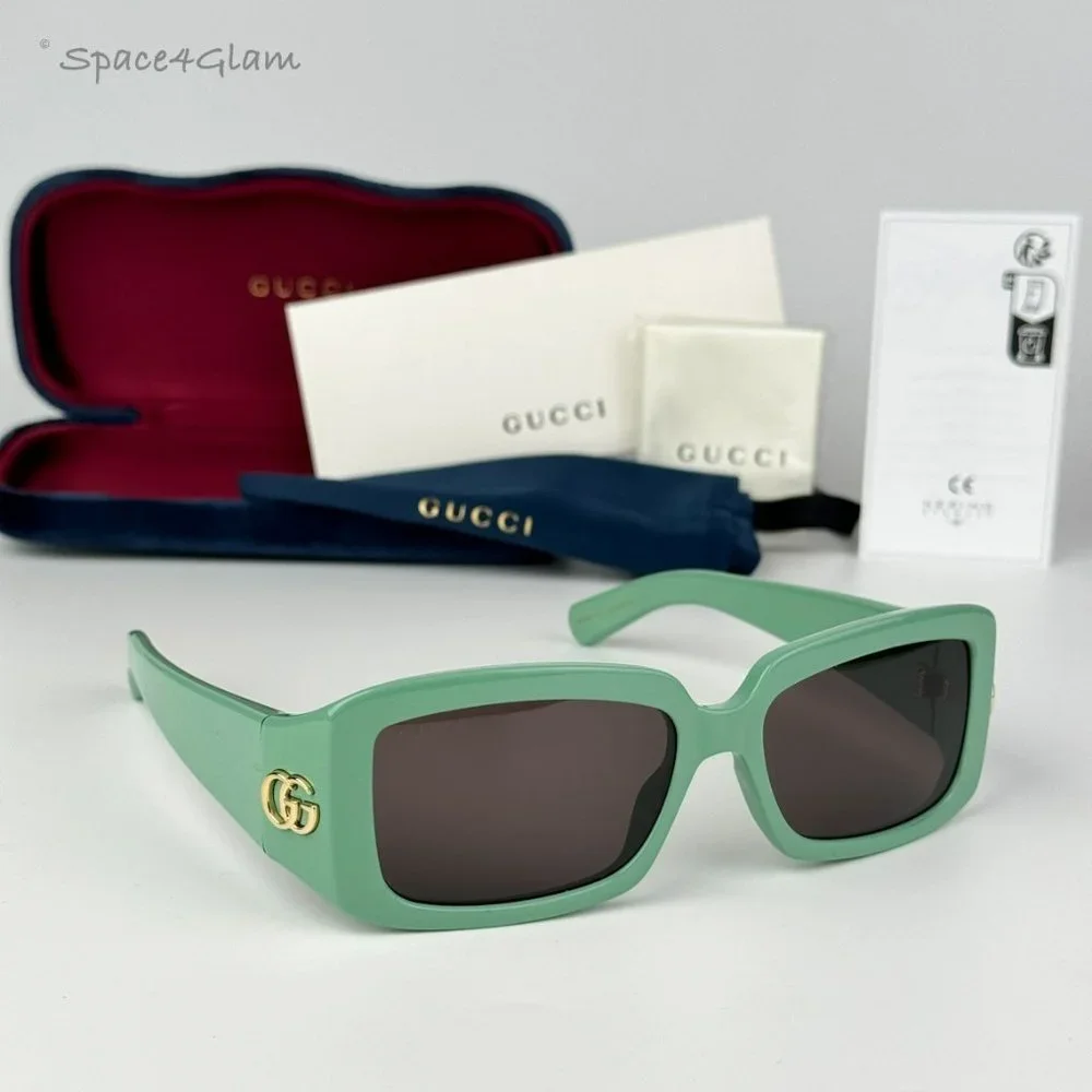 BRAND NEW Gucci GG1403S 004 Sage Green Gray Unisex Rectangle Sunglasses …