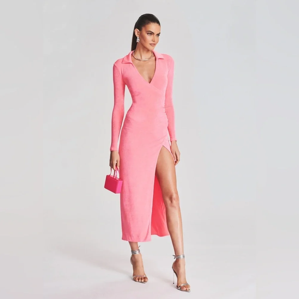 SEROYA Elm Long Sleeve Velvet Wrap Dress NEW Small