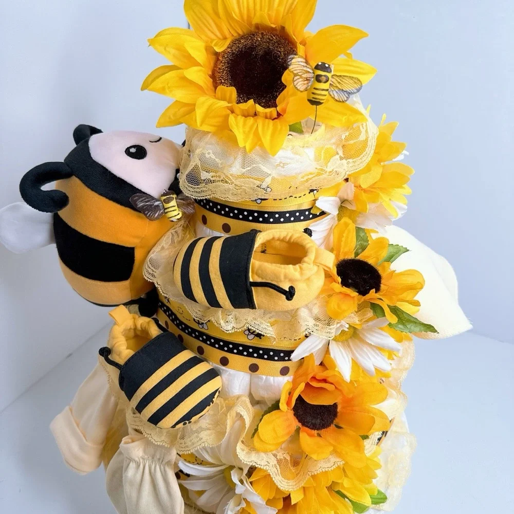 Bee Diaper Cake, Bumblebee Baby Shower