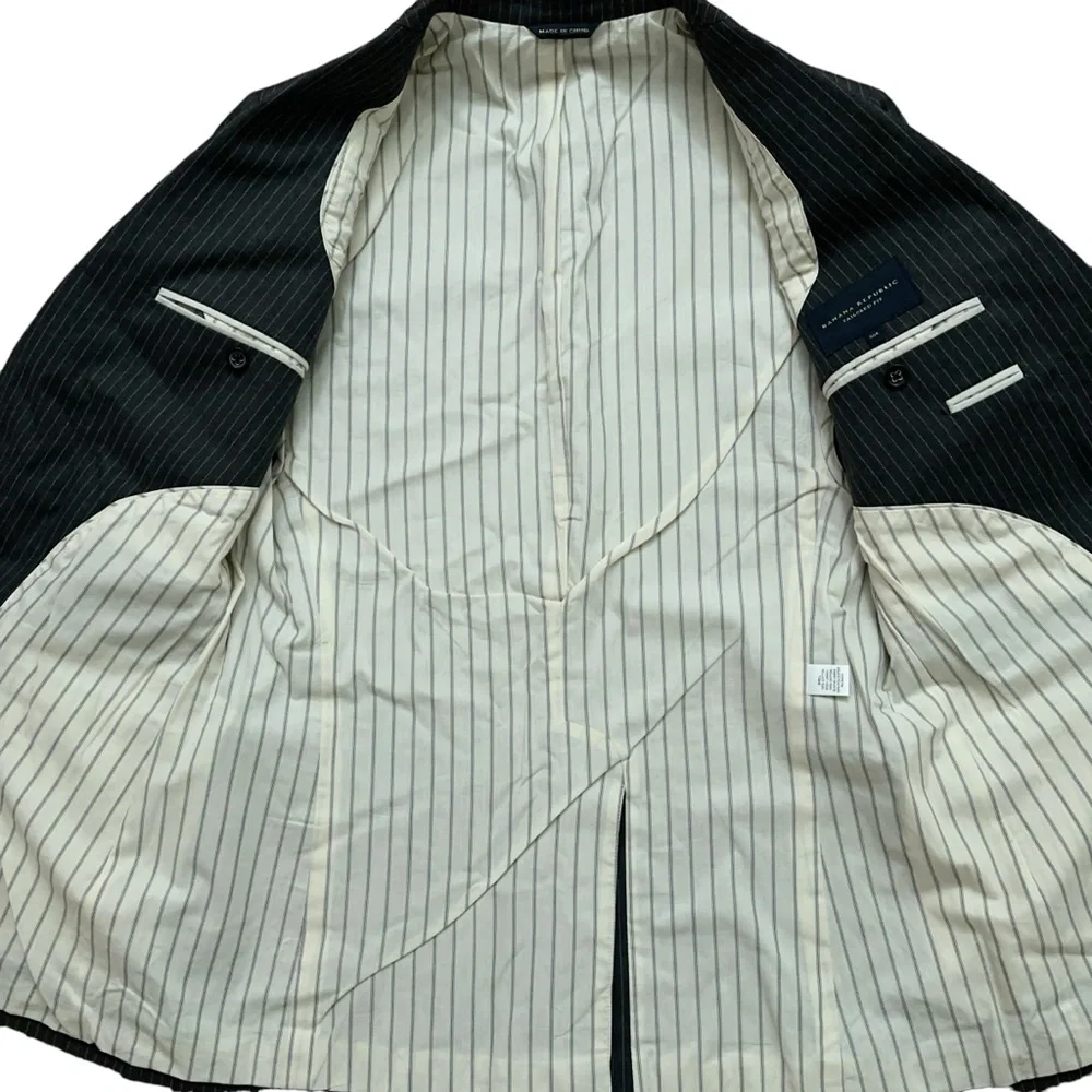 Banana Republic Blazer Jacket Mens Size 40R Sports Coat Cotton Gray Striped