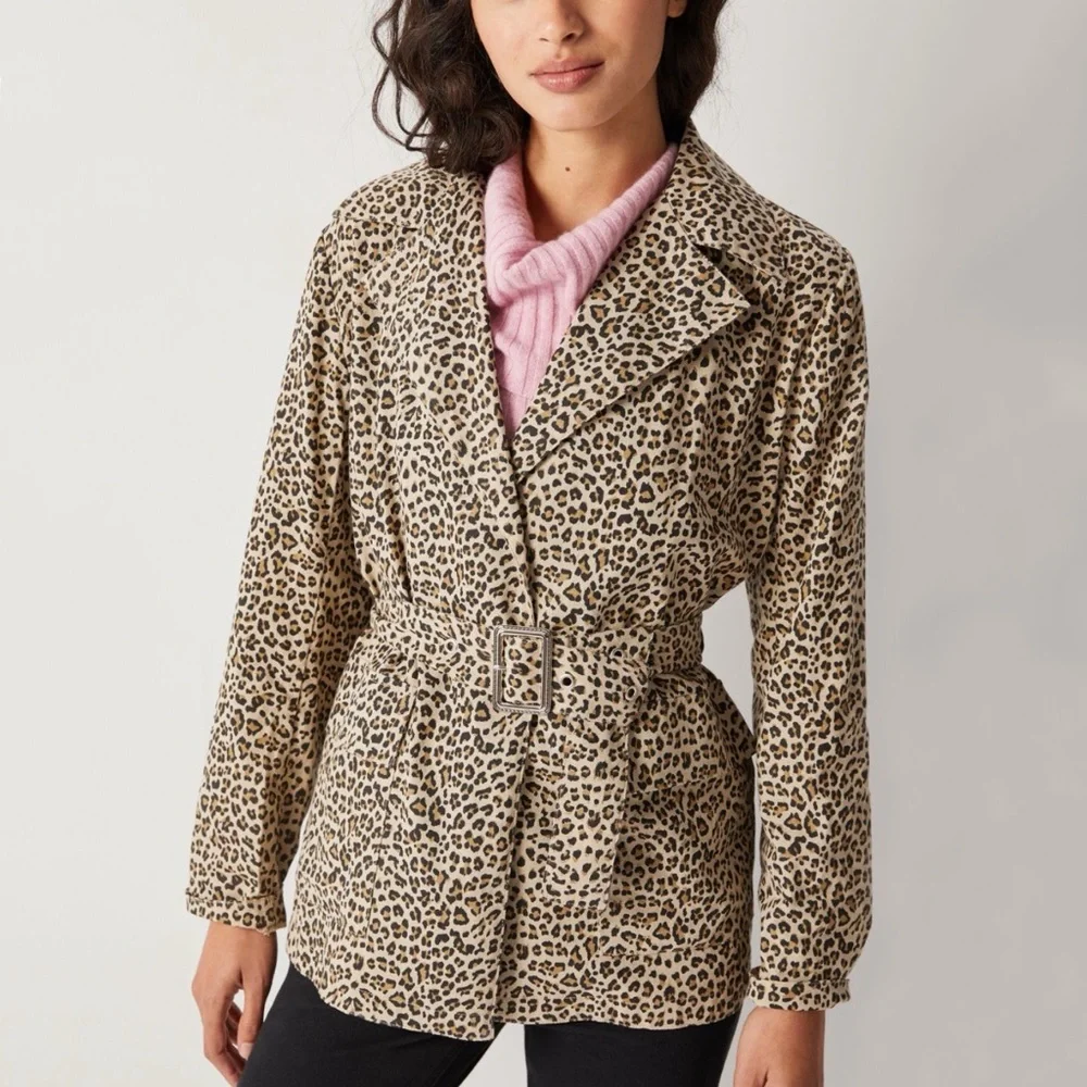 HTF Anthropologie Leopard Trench Coat
